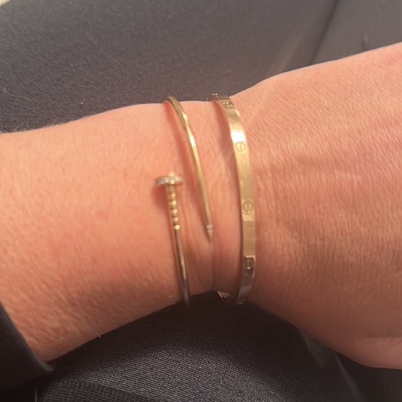 Authentic Cartier 18K pink Gold Juste Un Clou with diamonds size 18 - Picture 4 of 6